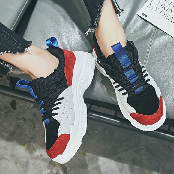 Blue Gray Red Color Daddy Sneakers Trainers - Picture 5 of 8